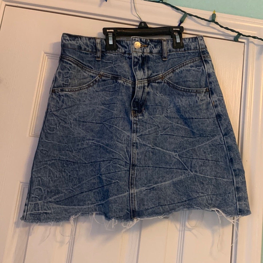 Forever 21 Cut Off Blue Denim Mini Skirt